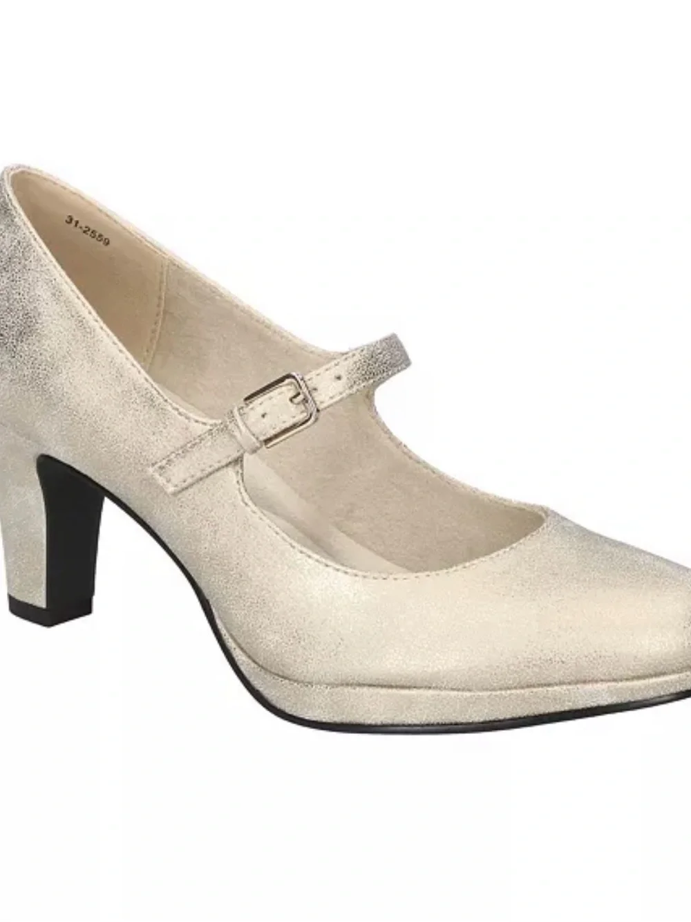 easy street Champagne Metallic Mary Jane Mid Heel size 10